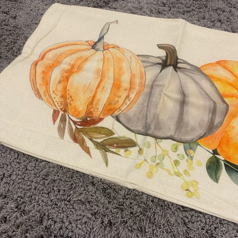 Autumn Pumpkin Decorative Throw Pillow Cover-Orange & Gray